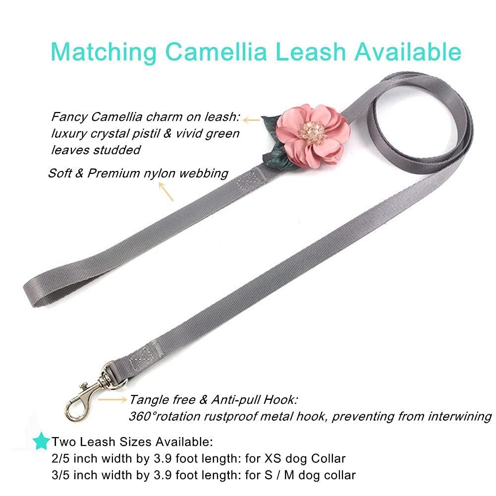 Petfavorites Xs Girl/Extra Small Soft Nylon Collar With Detachable Flower Design, Green Crystals And Bell - For Small Dogs And C