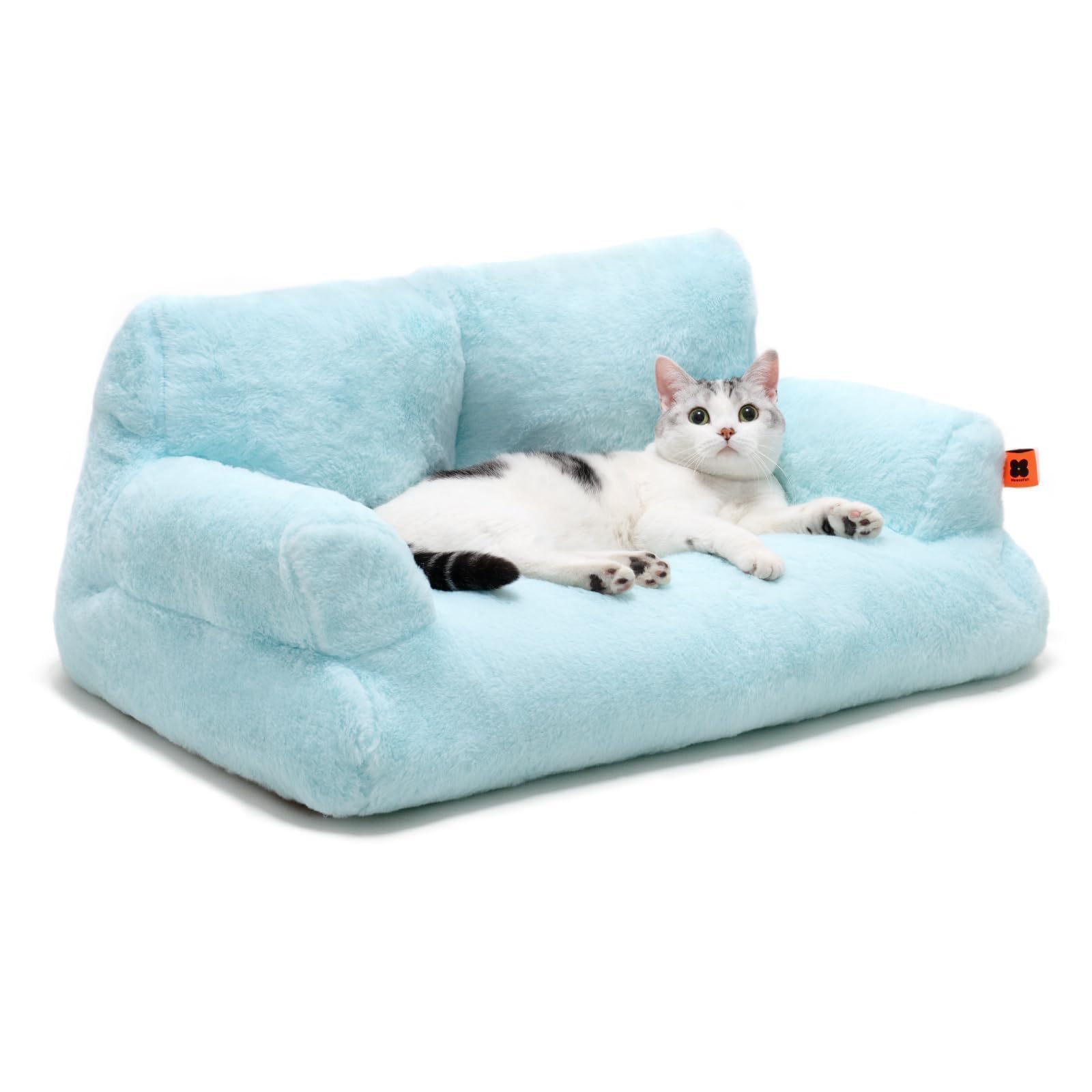 Mewoofun Cat Bed For Indoor Cats, Washable Dog Beds For Small Dogs & Cats, Fluffy Cat Couch With Non-Slip Bottom (Blue, 26.0'' L