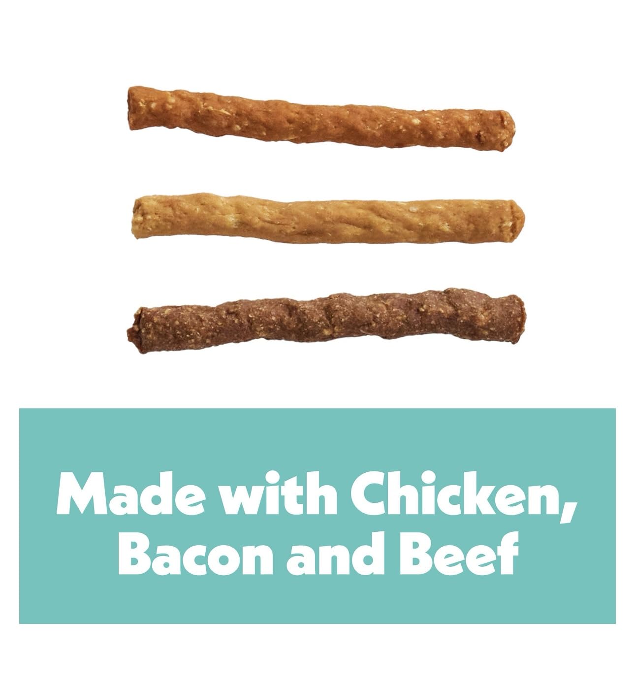 Wiggles & Wags Meaty Sticks Dog Treats, Chicken Bacon Beef Flavors, 16 oz with DN Essentials Bone Shaped Waste Bag Dispenser & R