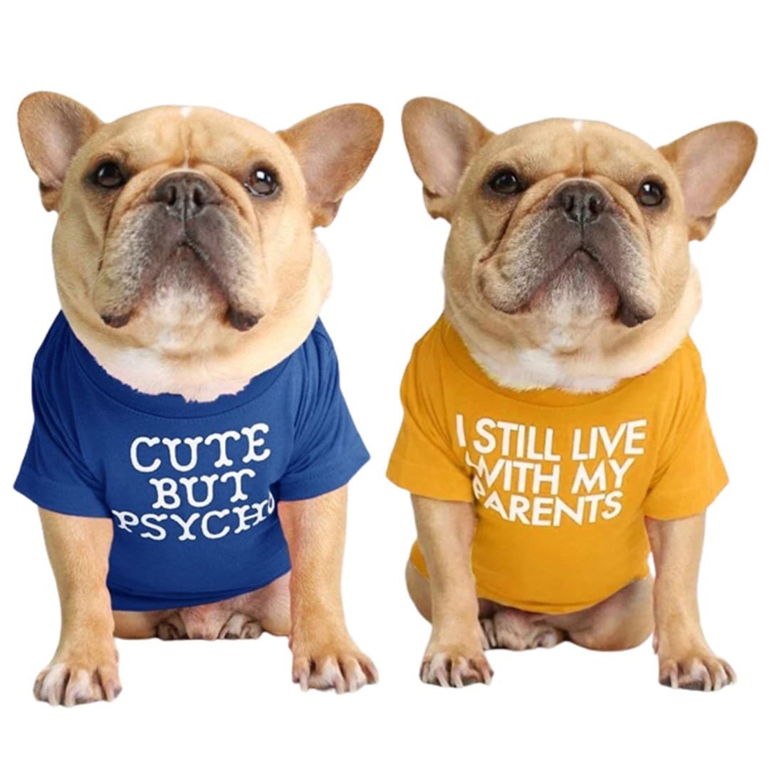 Kutkut Combo Of 2 Pet Dog Breathable Stretchy Round Neck T-Shirt | Small Dogs Cats Summer Vest T-Shirts Soft Cotton Clothes| Fre