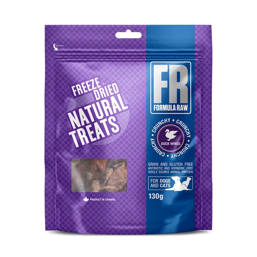 Formula Raw Freeze-Dried Duck Wings for Pets - Crunchy Whole Wing Treats for Dogs and Cats - Natural Raw Meaty Bones for Chewing