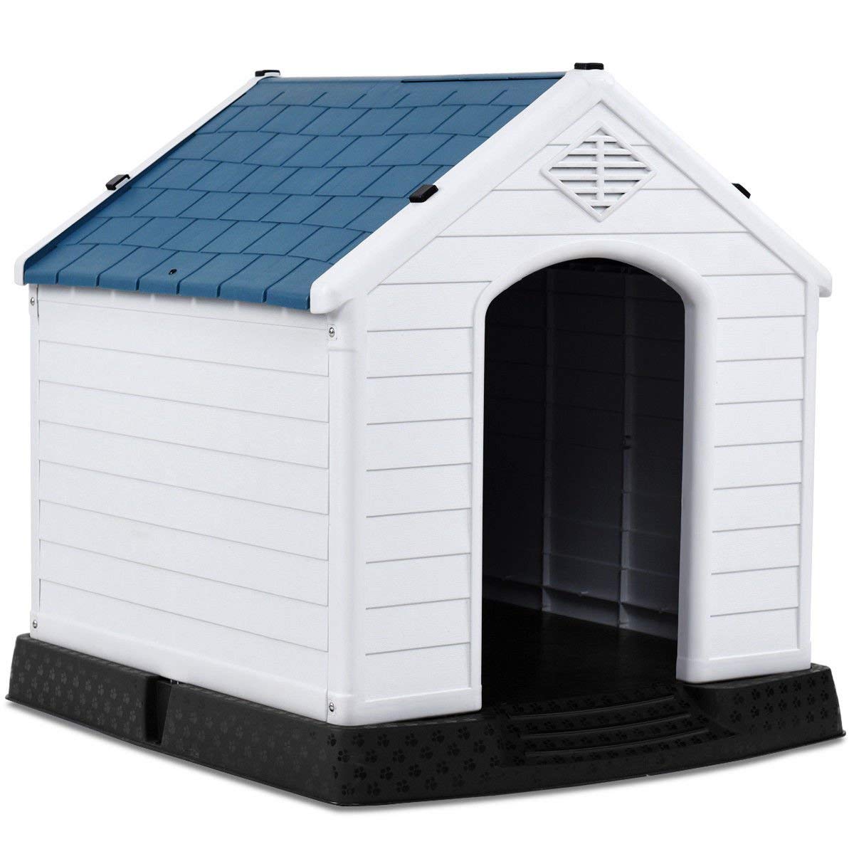 Giantex Dog House For Medium Dogs, Waterproof Plastic Dog Houses With Air Vents And Elevated Floor, Easy To Assemble, Outdoor Cat House Feeding Station Indoor Patio Backyard Dog Kennel House