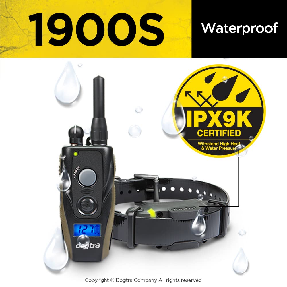 Dogtra 1900S Remote Dog Training E-Collar - 3/4 Mile Range, IPX9K Waterproof, Black/Olive Green, Synthetic Material