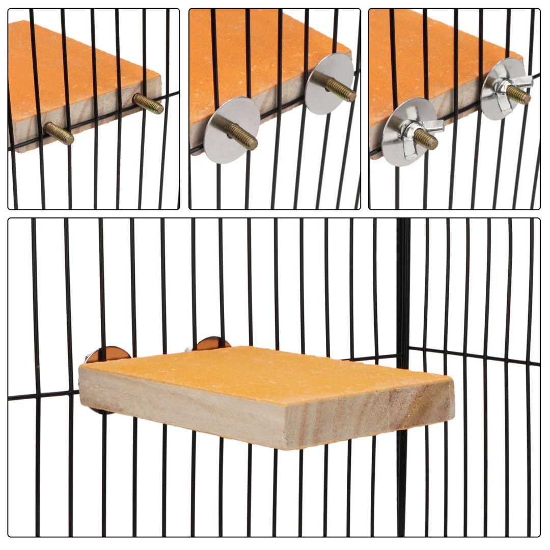 Hypeety Colorful Bird Perch Stand Platform For Parrot Macaw African Greys Budgies Parakeet Cockatiels Natural Wood Paw Grinding Clean Cage Toy (Random Color)(B)