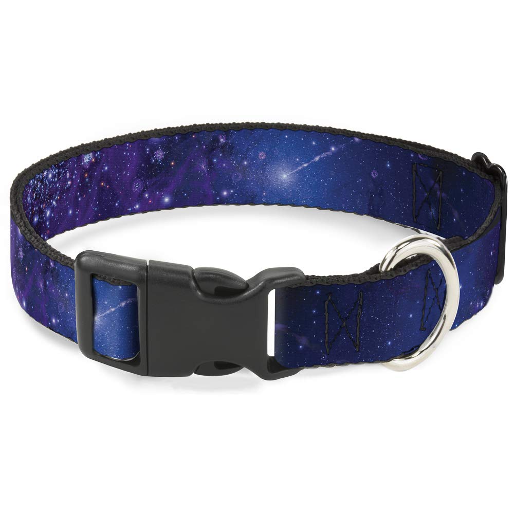 Buckle-Down Plastic Clip Collar - Galaxy Blues/Purples - 1'' Wide - Fits 15-26'' Neck - Large