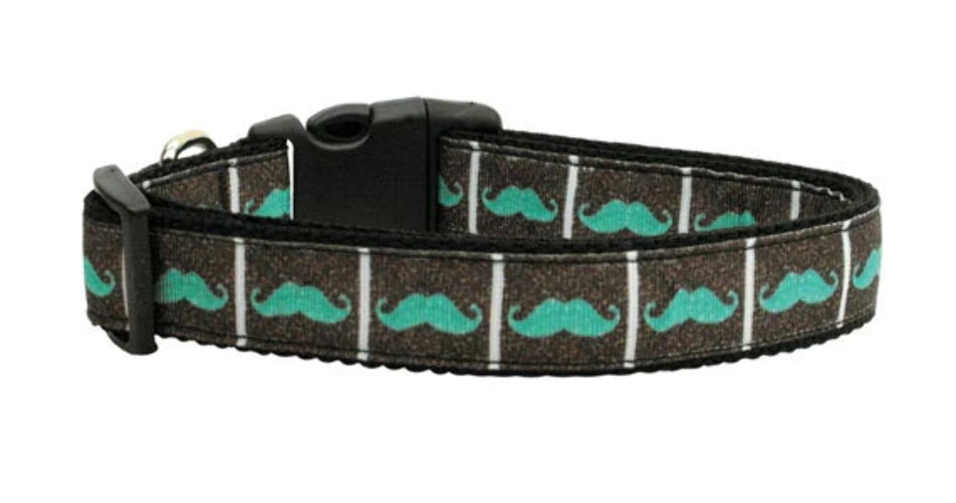 Pet Dog & Cat Nylon Collar or Leash, &quot;Aqua Moustaches&quot; 1&quot; w x 6 ft. leash