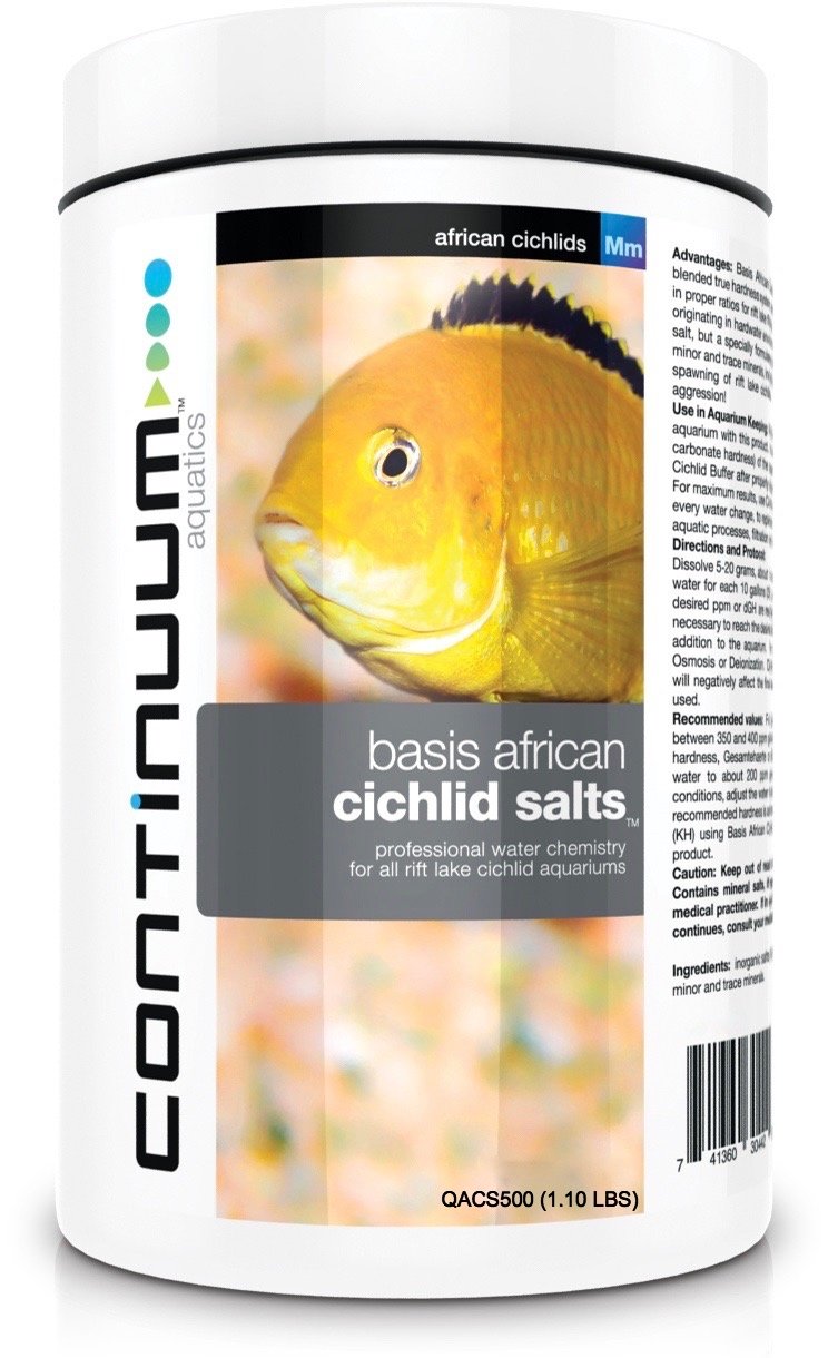Continuum Aquatics Basis African Cichlid Salts - Professional Water Chemistry Blend for All Rift Lake Cichlid Aquariums, 500 Gra