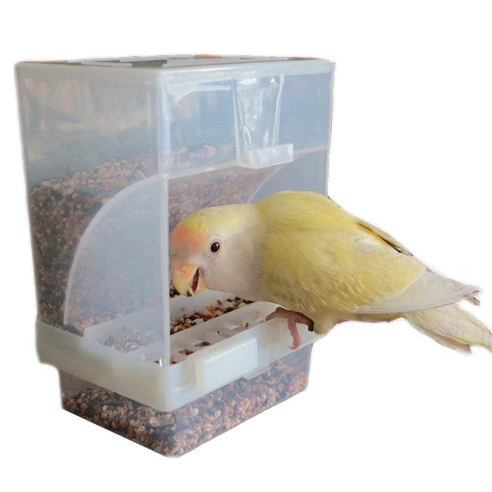 Hypeety Automatic Bird Feeder No Mess Pet Feeder Seed Food Container Perch Cage Accessories For Budgerigar Canary Cockatiel Finch Parakeet