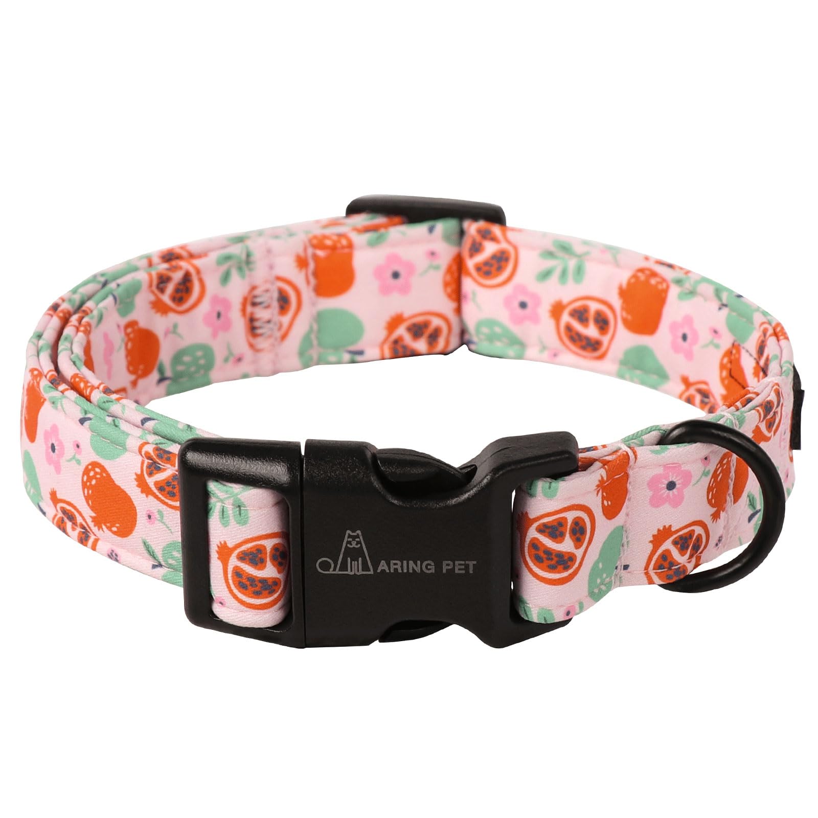 Aring Pet Fall Dog Collar-Cute Pink Small Dog Collar, Adjustable Pomegranate&Apple Print Pet Collars Puppy Collar With Quick Rel