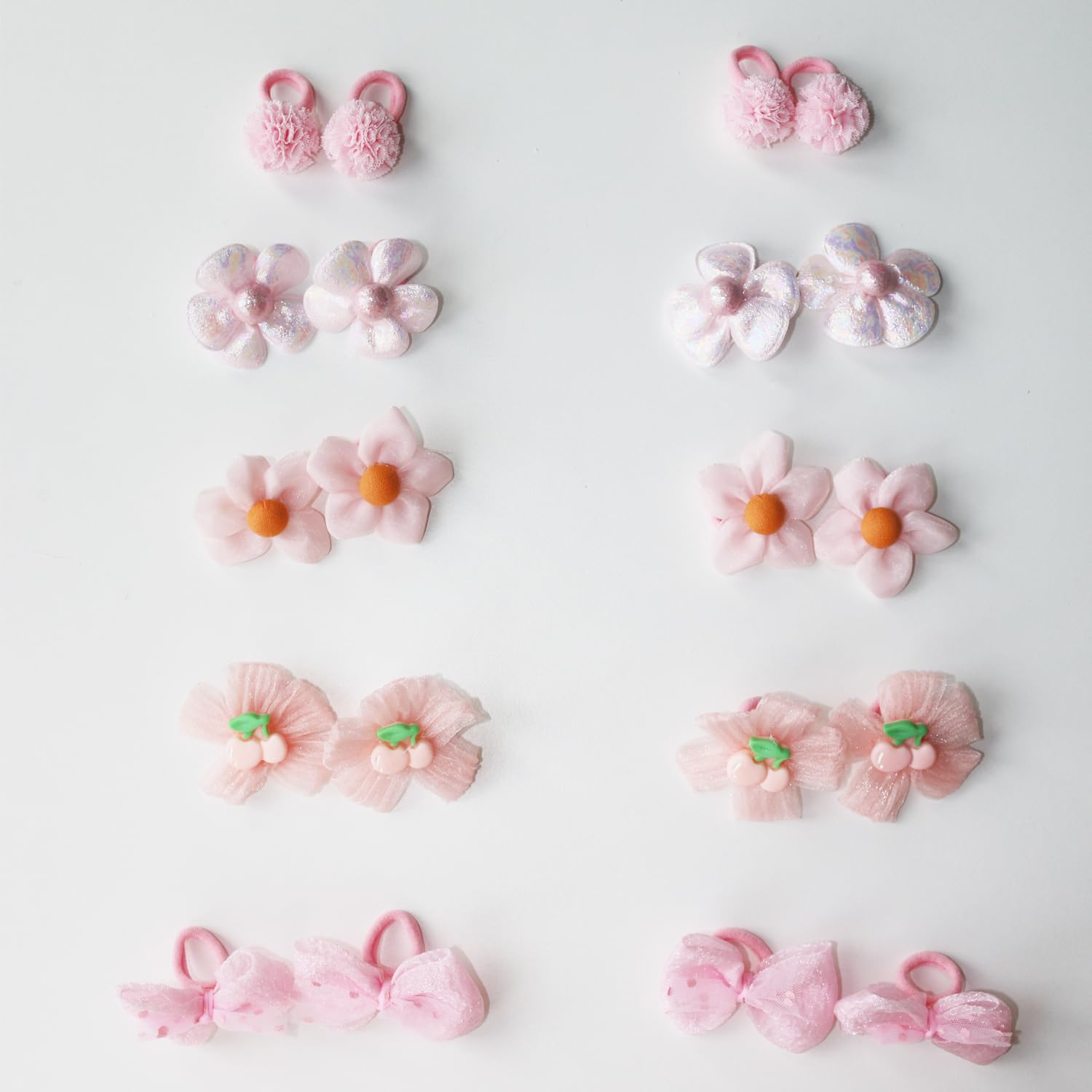 Zaabaazina 20Pcs Dog Hair Bows, Cute Puppy Hair Bows Flowers Bowknot Hairball Cherry Mix Styles, Pet Grooming Rubber Bands, Dogs