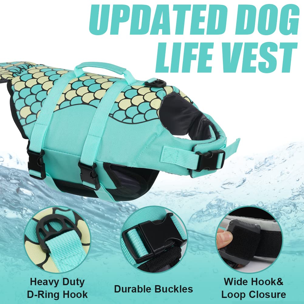 Emust Dog Life Vest, Swimming Preserver For Small And Medium Breeds, Ripstop Jacket With High Buoyancy And Lift Handle For Boat,