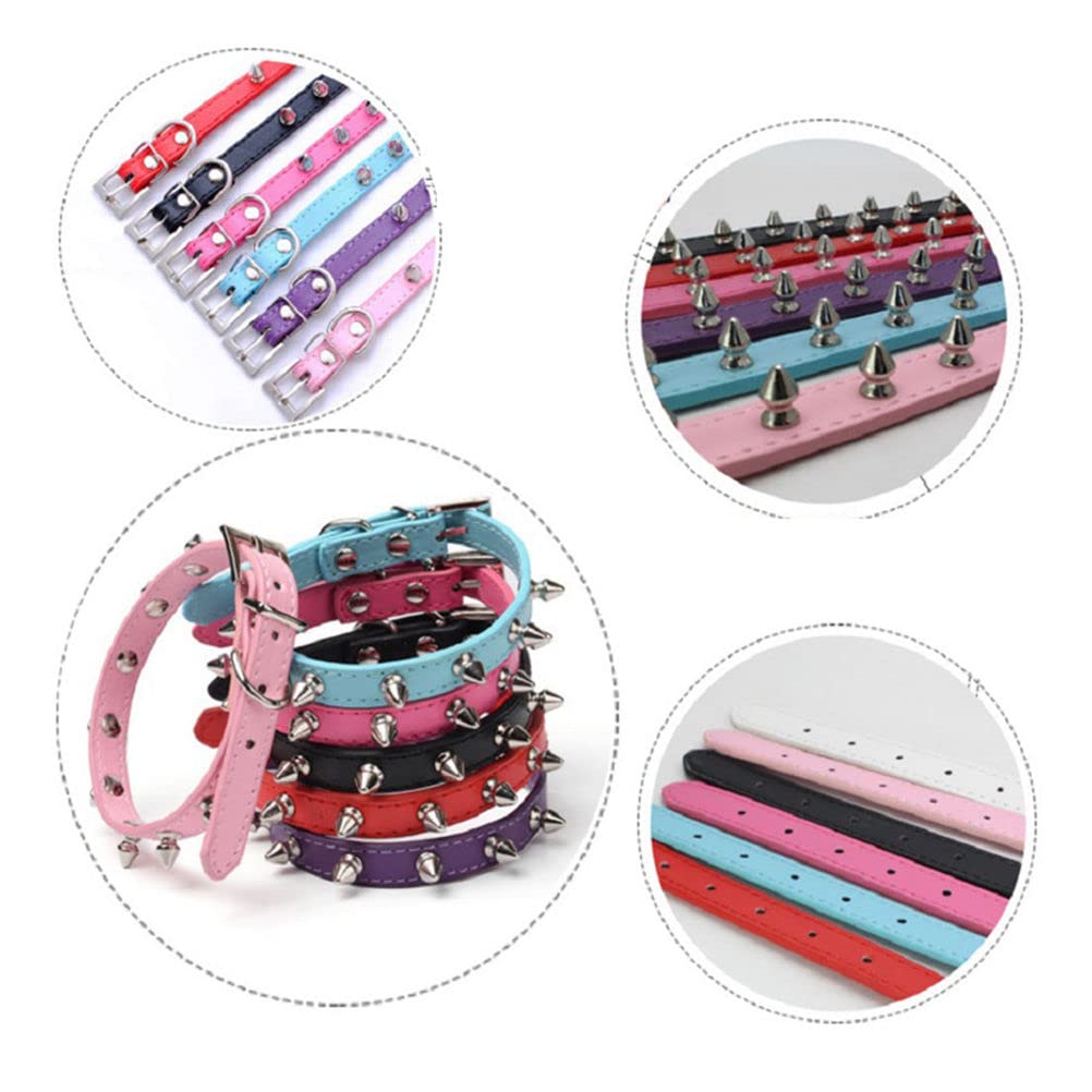 Studded Dog Collar, Mushrooms Rivet Stud Studded Soft Pu Faux Leather Spike Dog Collar Adjustable for XS Small Medium Breed Pet