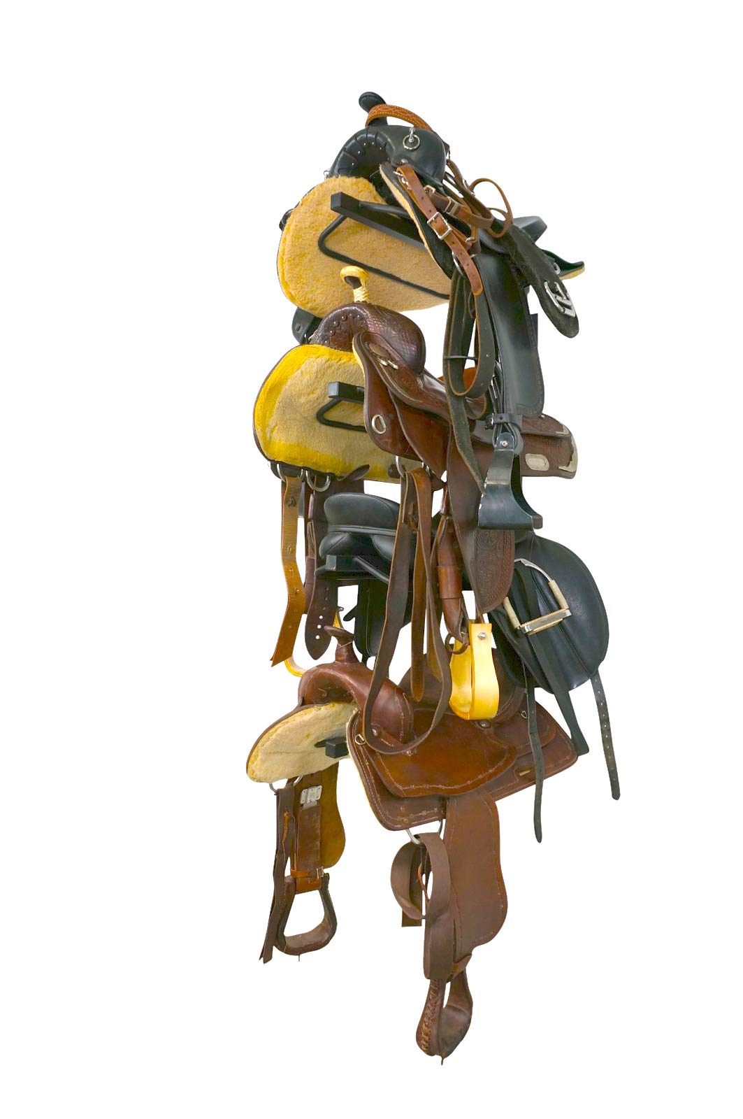 Storeyourboard Horse Saddle Storage Rack, Wall Mounted Equestrian Saddle Holder, Holds 4 Western And English Saddles