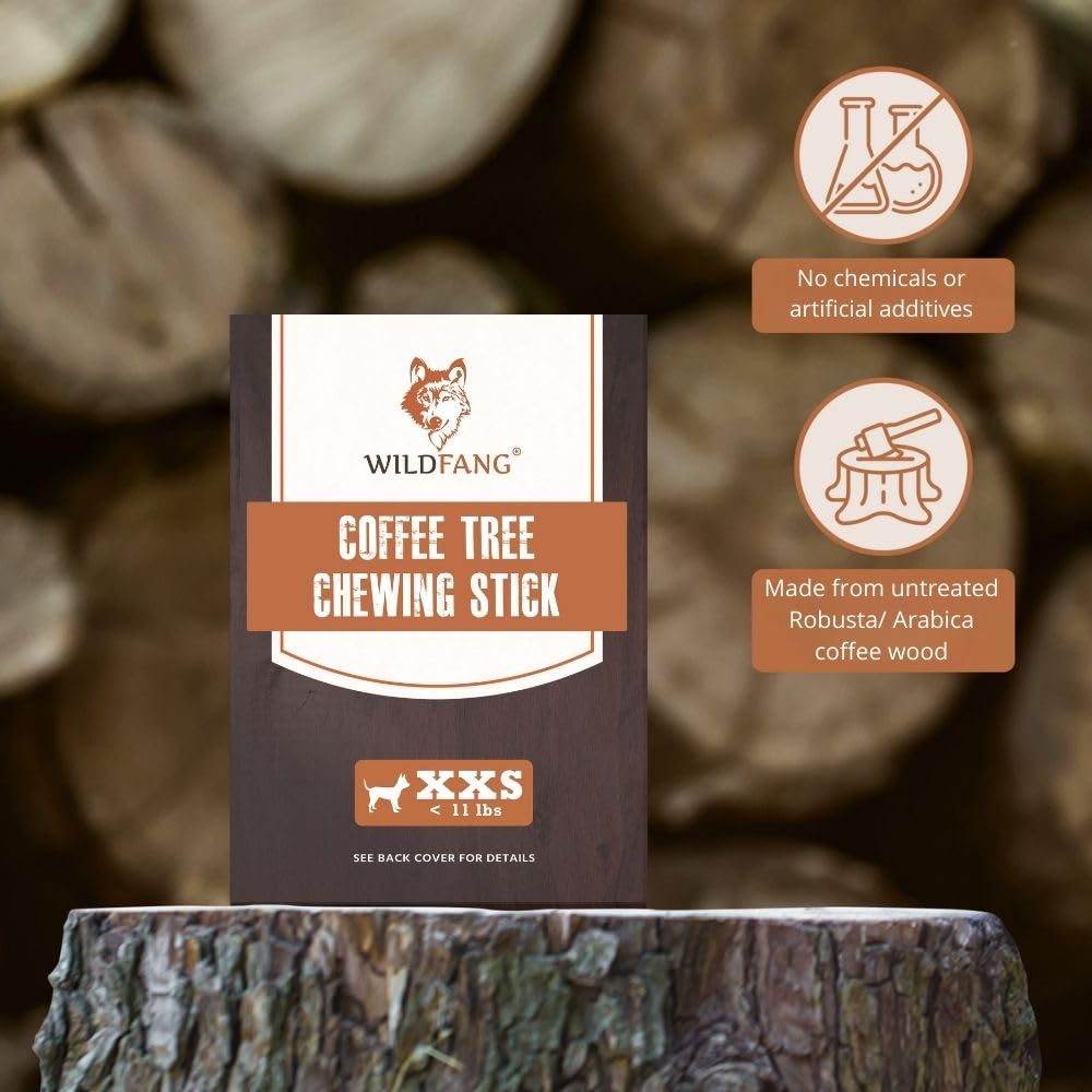 Wildfang Coffee Wood Chewing Stick Dog Toy Set Of 3 - Natural Chewing Wood For Dogs, Muscle Training