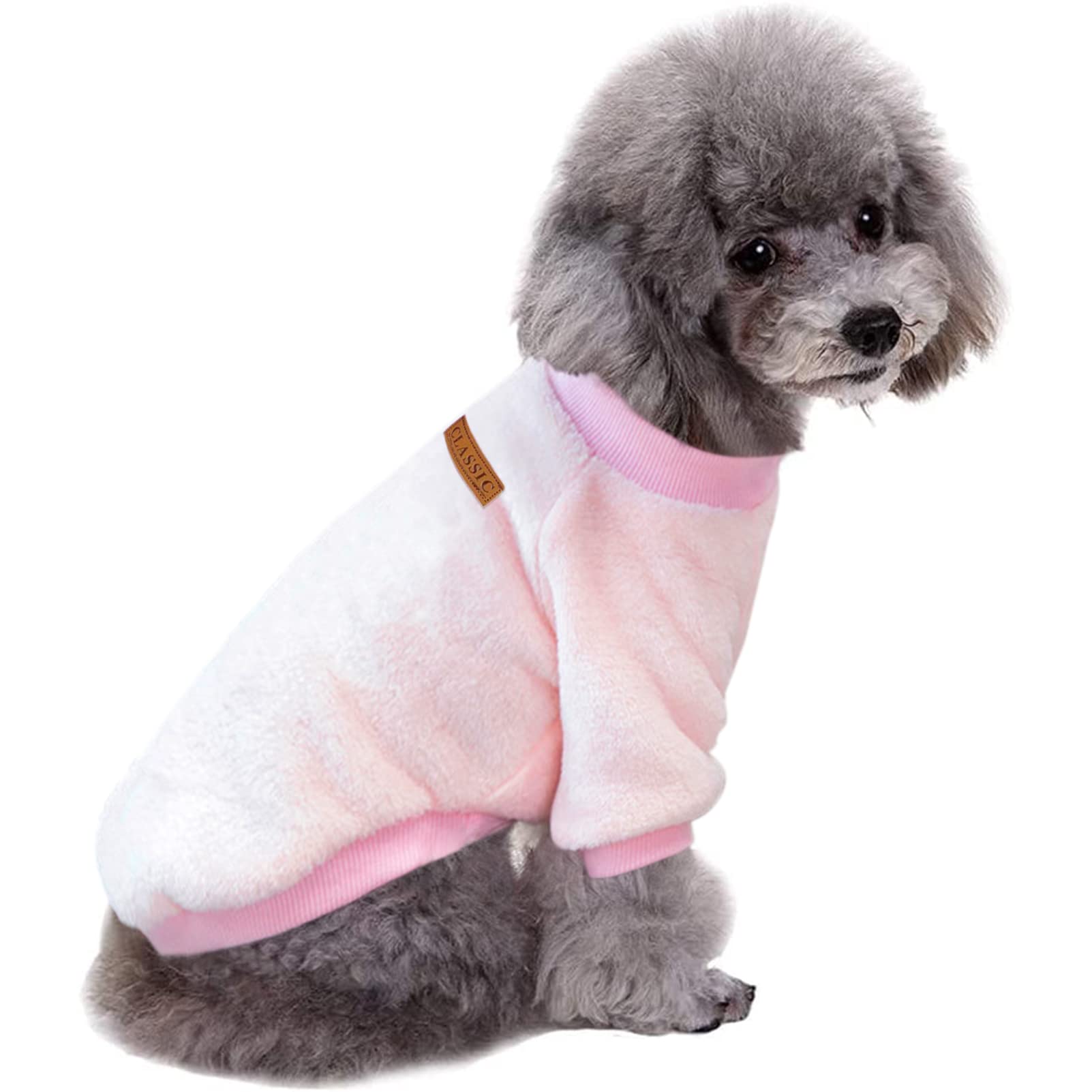Jecikelon Pet Dog Clothes Dog Sweater Soft Thickening Warm Pup Dogs Shirt Winter Puppy Sweater For Dogs (Z01-Pink, Large)
