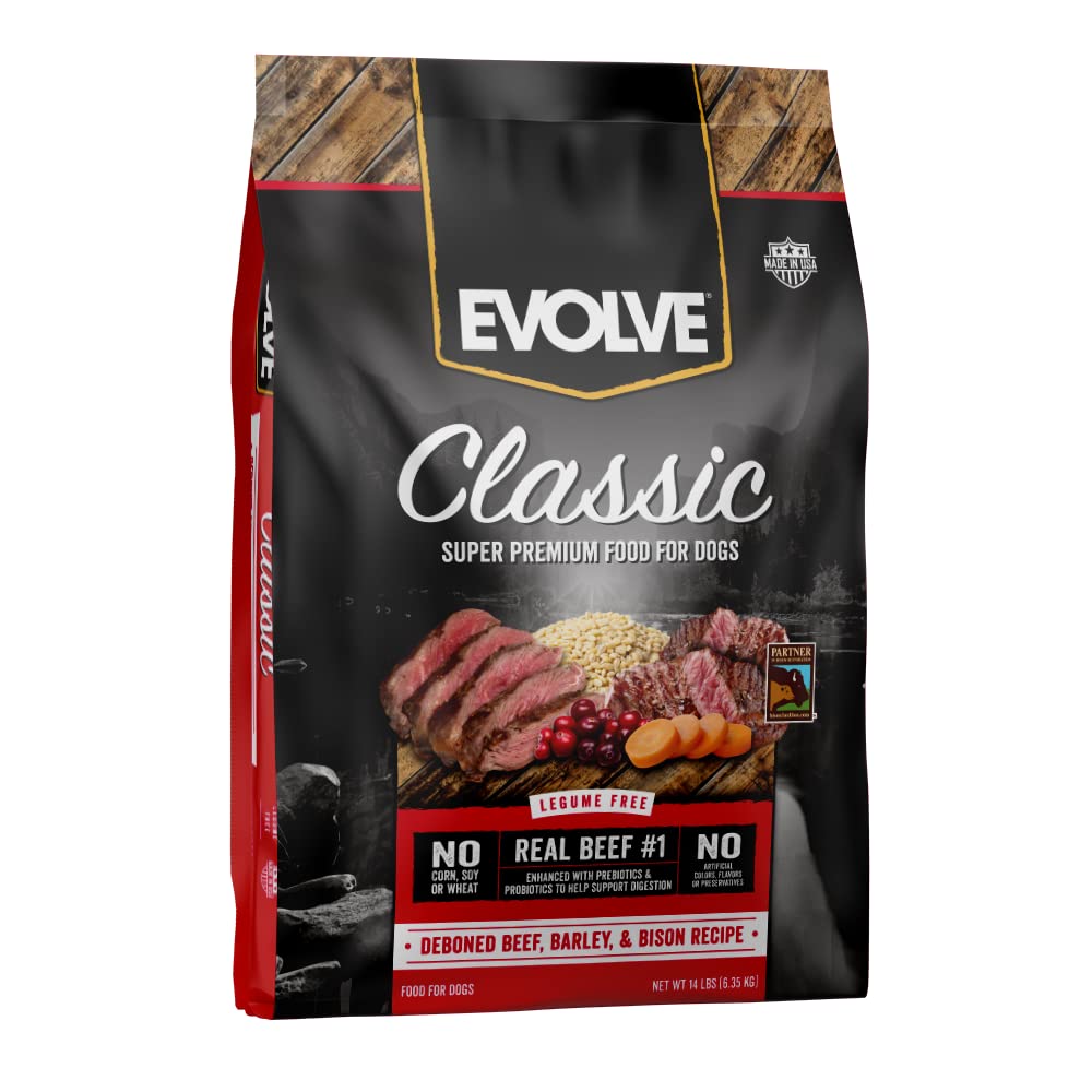 Evolve Classics Deboned Beef, Barley and Bison Recipe Dog Food, 15 Pound