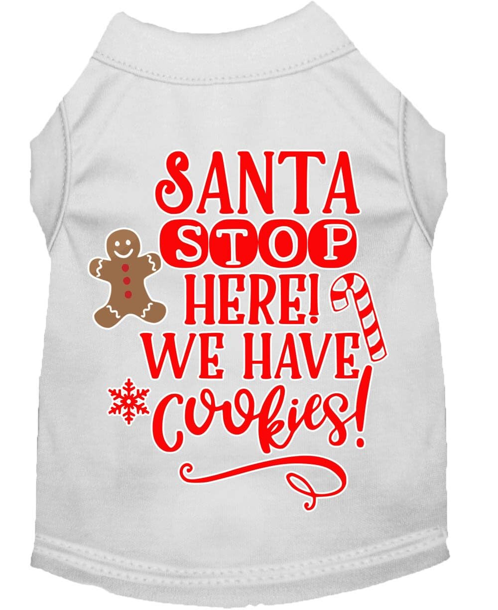 Christmas Pet Dog & Cat Shirt Screen Printed, &quot;Santa, We Have Cookies&quot; Baby Blue XS (0-3 lbs.)