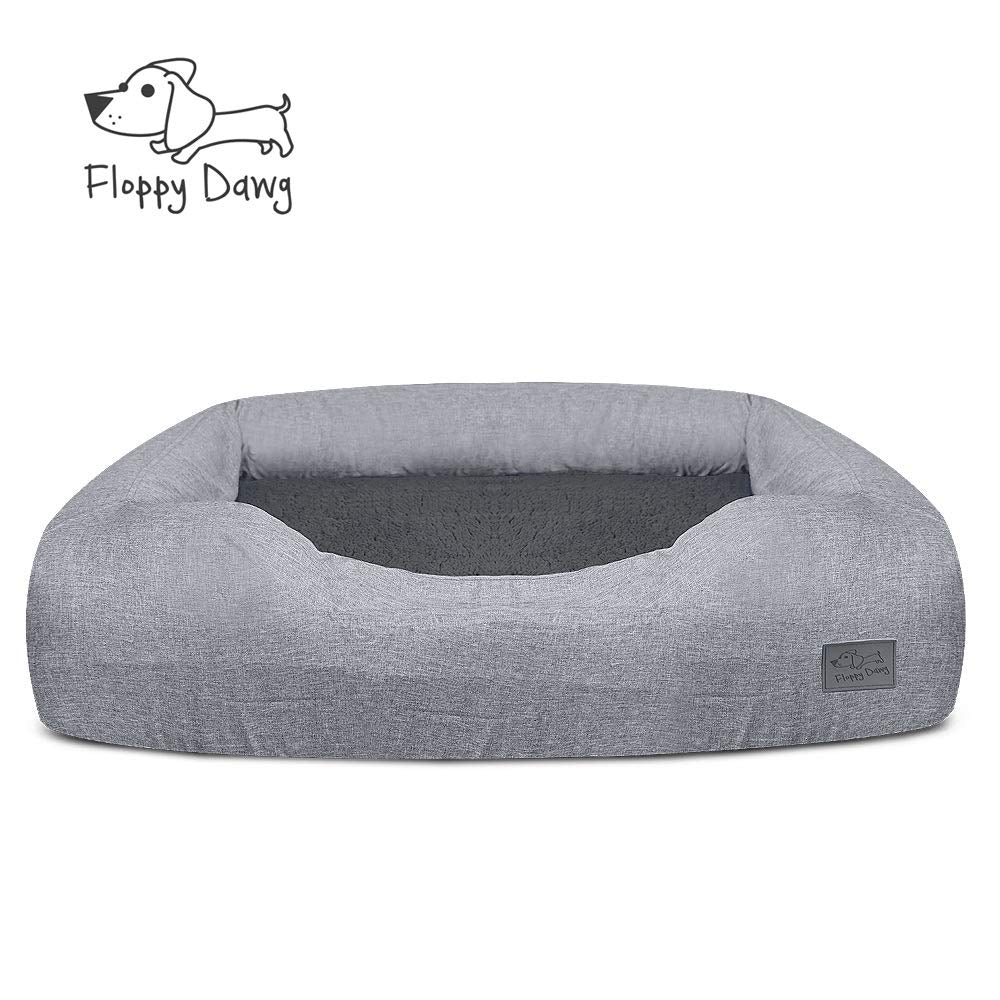 Floppy Dawg Gray Bolster Dog Bed Replacement Cover, Fits PetFusion & More, Machine Washable, Large 36L x 30W