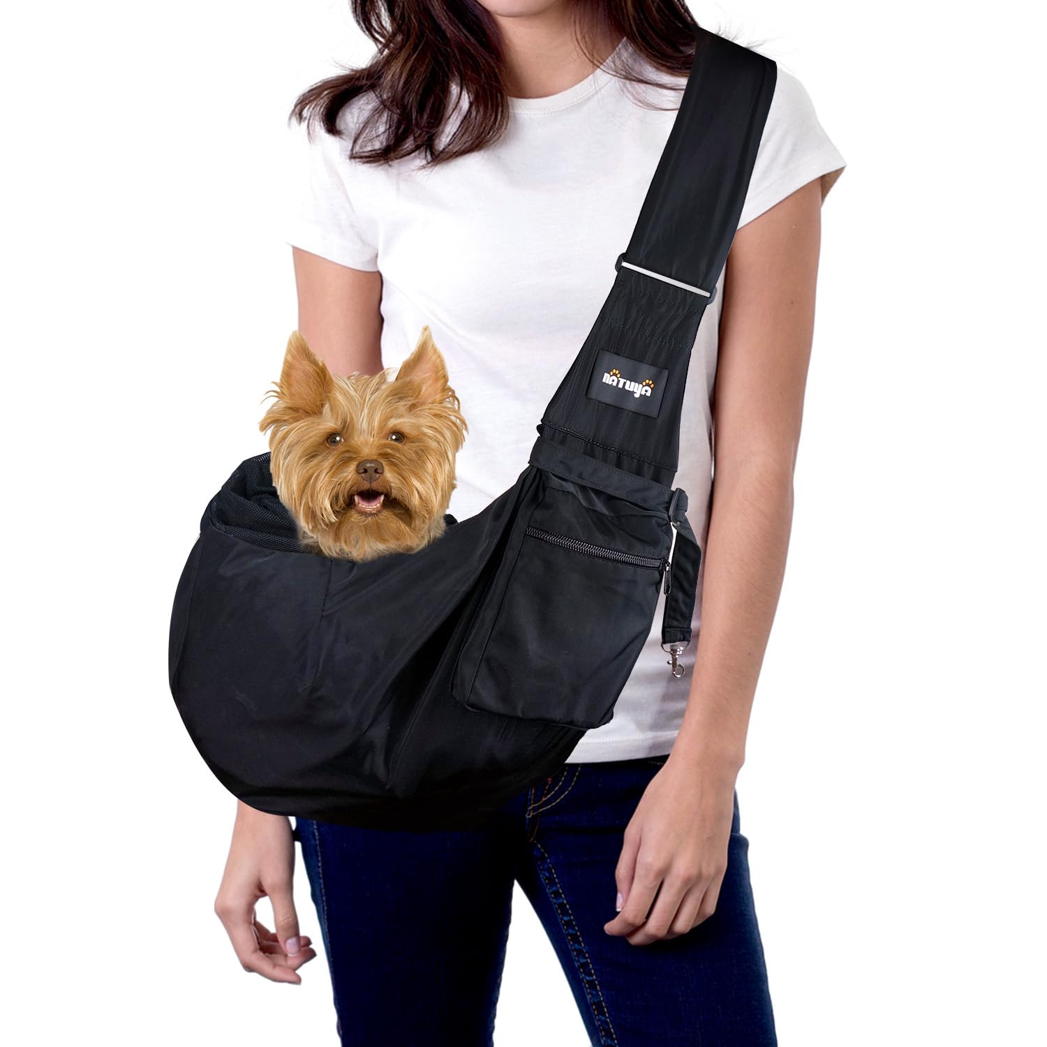 NATUYA Pet Dog Sling Carrier - Waterproof and Windproof Puppy Carrier Bag, Adjustable Strap Hand-Free Dog Sling for Outdoor Acti