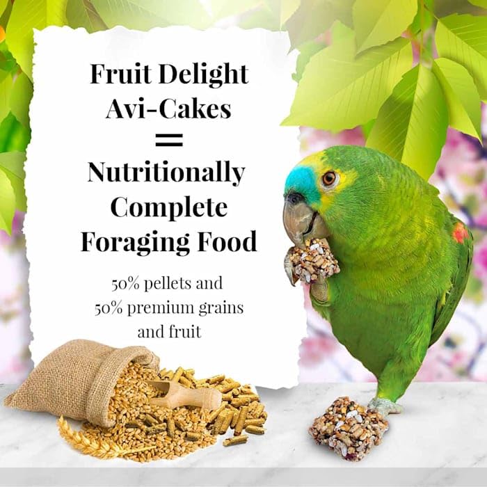 LAFEBERS Fruit Delight Avi-Cakes Pet Bird Food, Made with Non-GMO and Human-Grade Ingredients, for Parrots (8 oz Pack of 1)