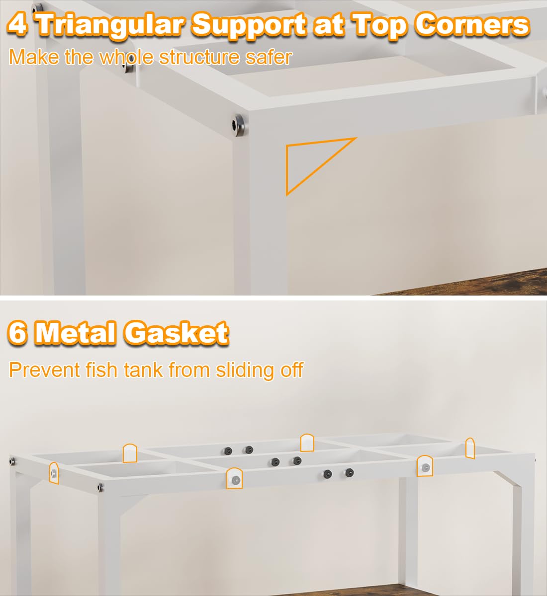 Mondazie 30 Gallon Rimless Fish Tank Stand with Shelf for Storage, 2 Tiers Metal Aquarium Stand, Breeder Tank Turtle Reptile Ter