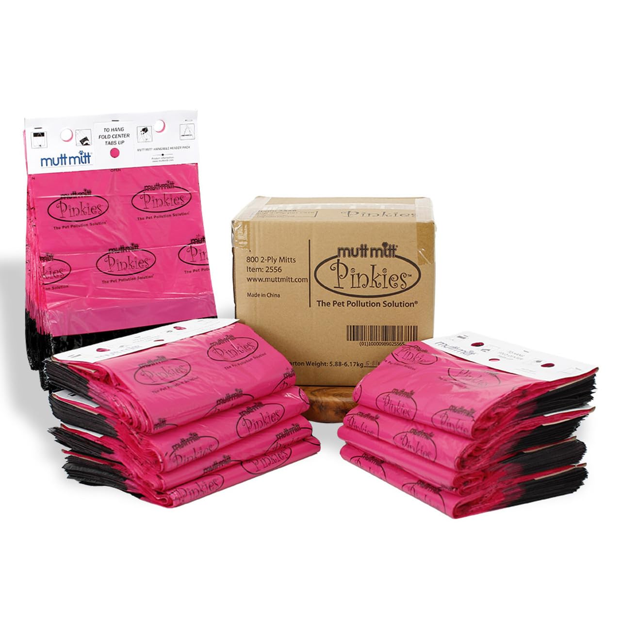 Mutt Mitt Pinkies 2-Ply Dog Waste Bags with Thick 2 Mil Mitten - No more ''yuck'' or ''warm handshake'' - 800 Pink & Black Dog W