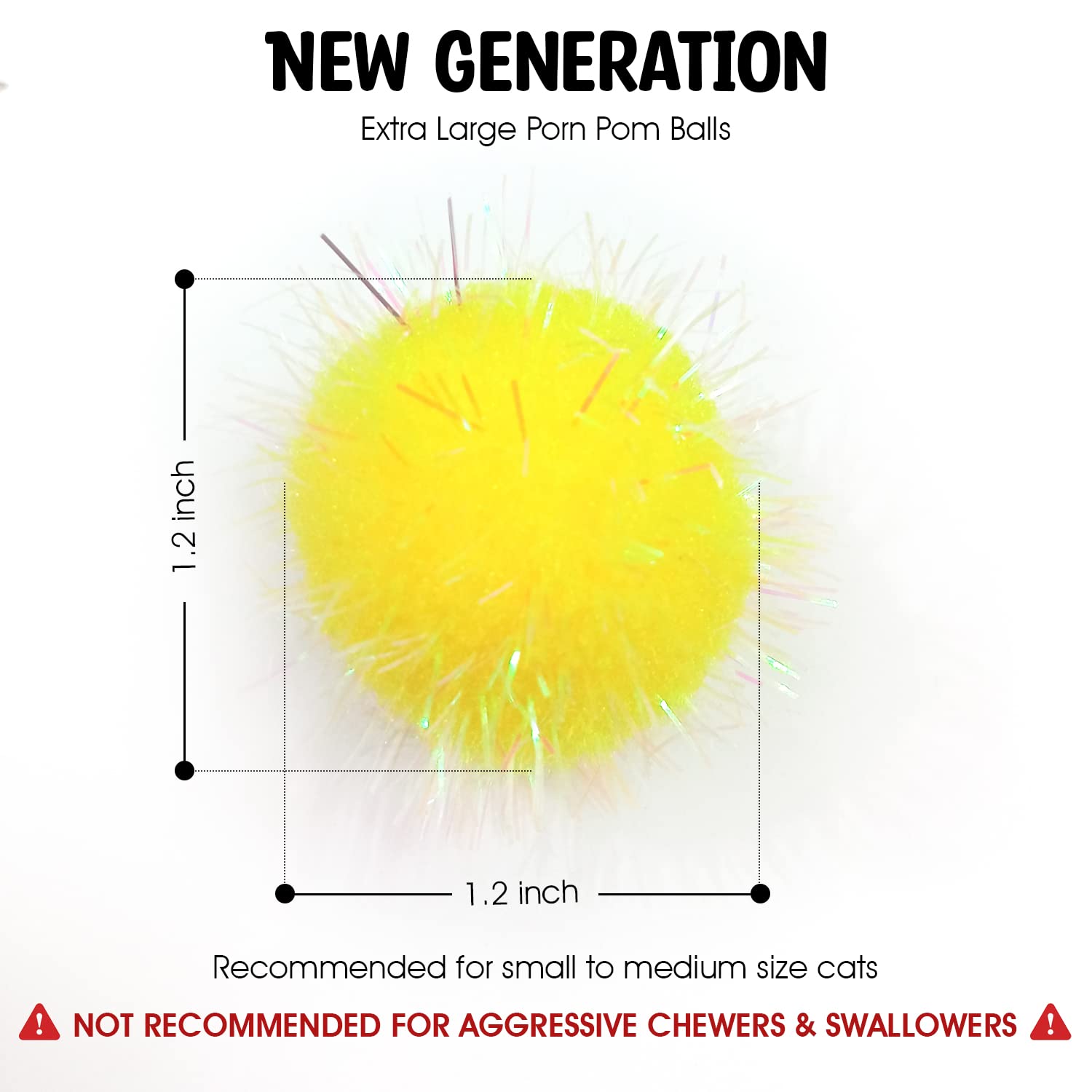 Shizhoo 30 Pieces Sparkle Pom Pom Balls For Cat - Interactive Glitter Balls, Multicolor, Size Of 1.2 Inches, Best As Kitten Play Toys…