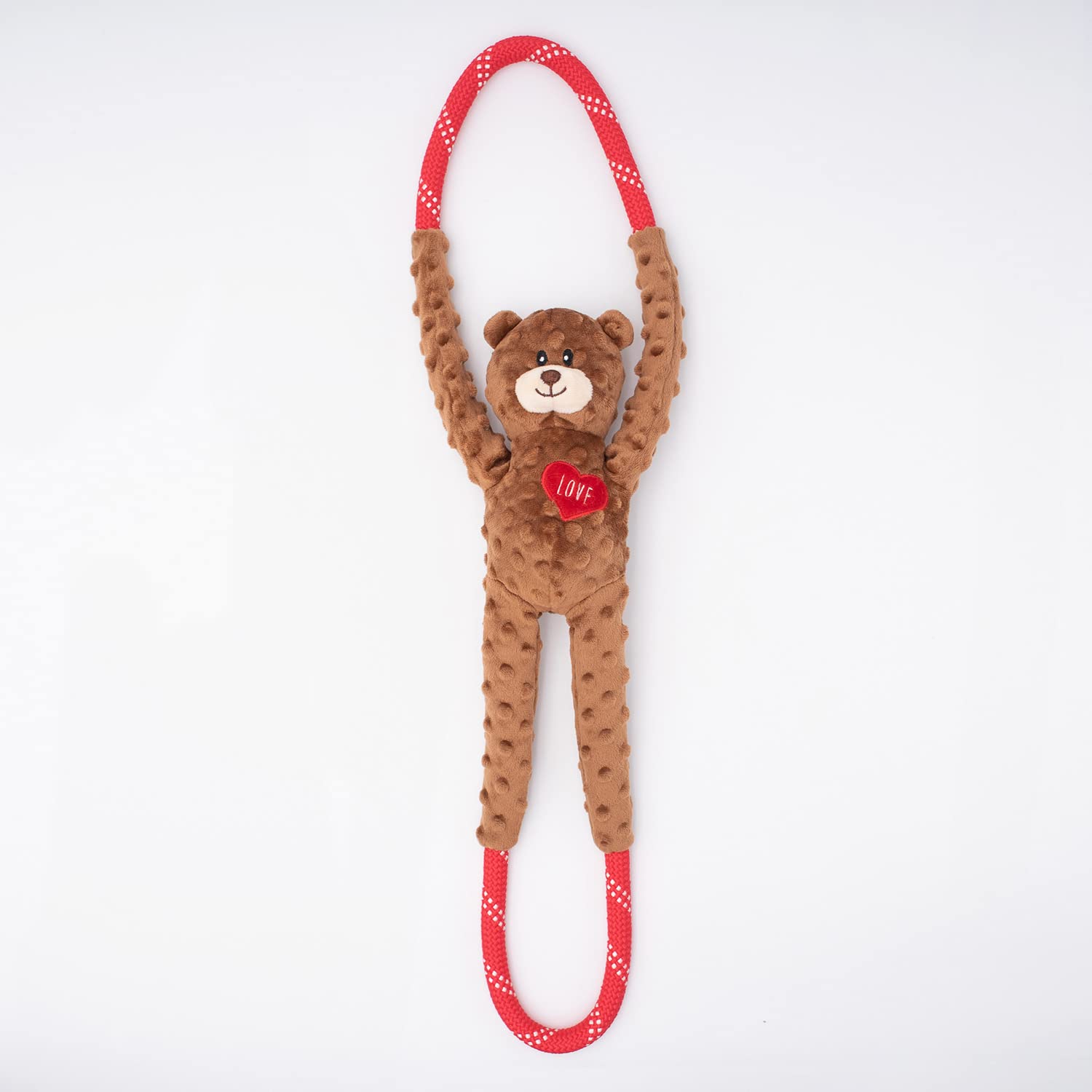 Zippypaws - Ropetugz Valentine'S Day Love Bear Dog Toy - Durable Rope, Squeaky Chew Toy, Perfect For Tug Of War, Suitable For Small, Medium, And Large Breeds - Machine Washable
