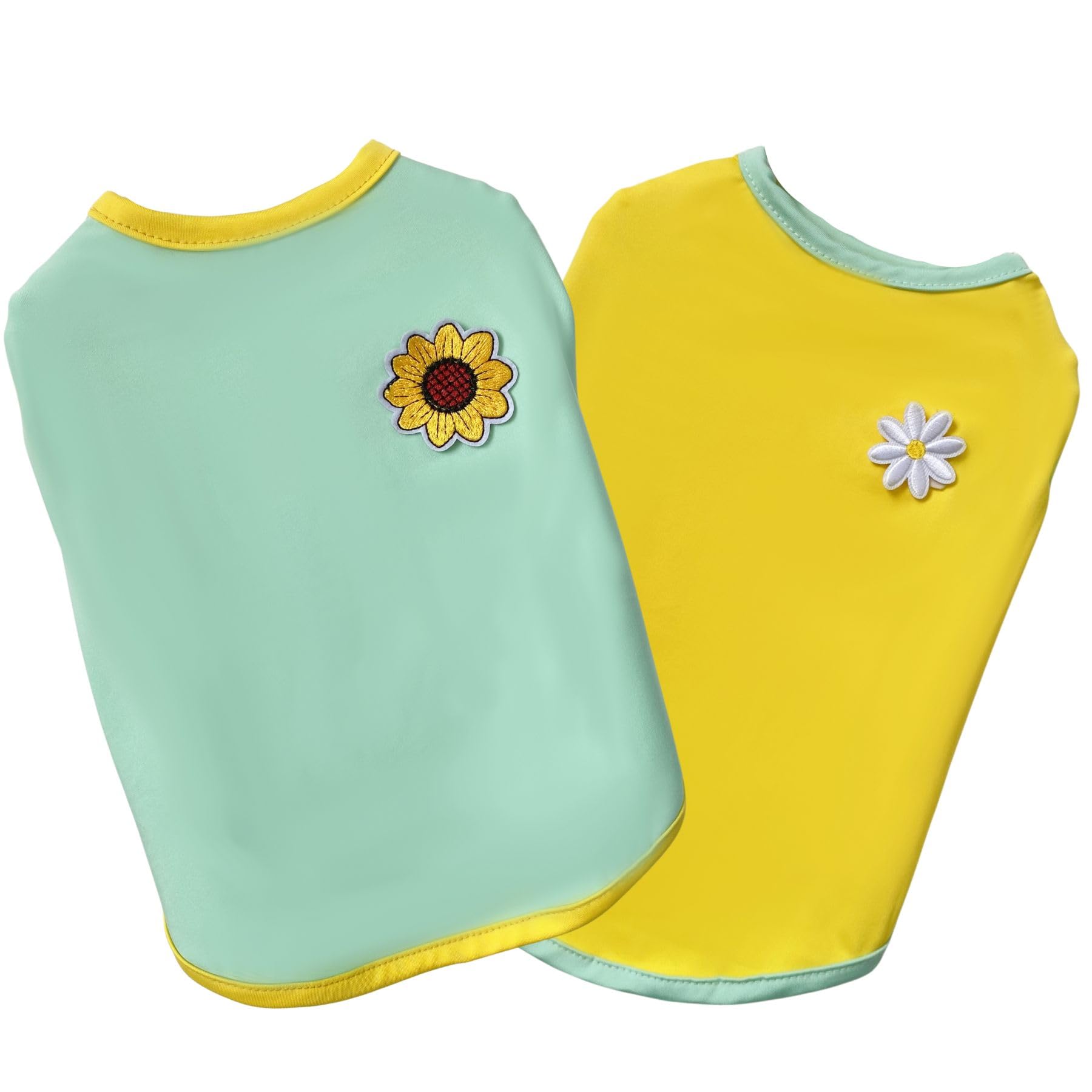 2Pcs Flower Printed Summer Dog Shirts For Small Medium Pet T Shirt Girl Boy Clothes Soft Breathable