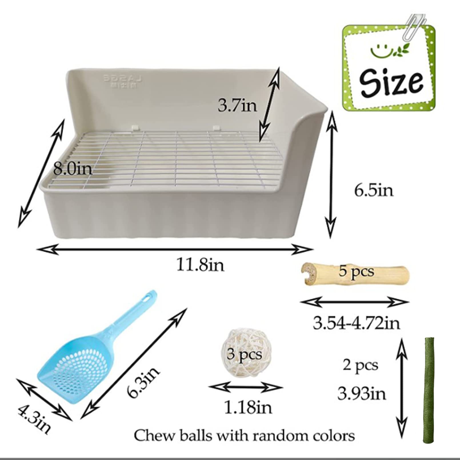 Tfwadmx Rabbit Litter Box Toilet Bunny Corner Litter Pan Pet Toilet Potty Trainer With Scoop Rabbit Chew Toys For Guinea Pigs Galesaur Chinchilla Ferret Small Animal (White)