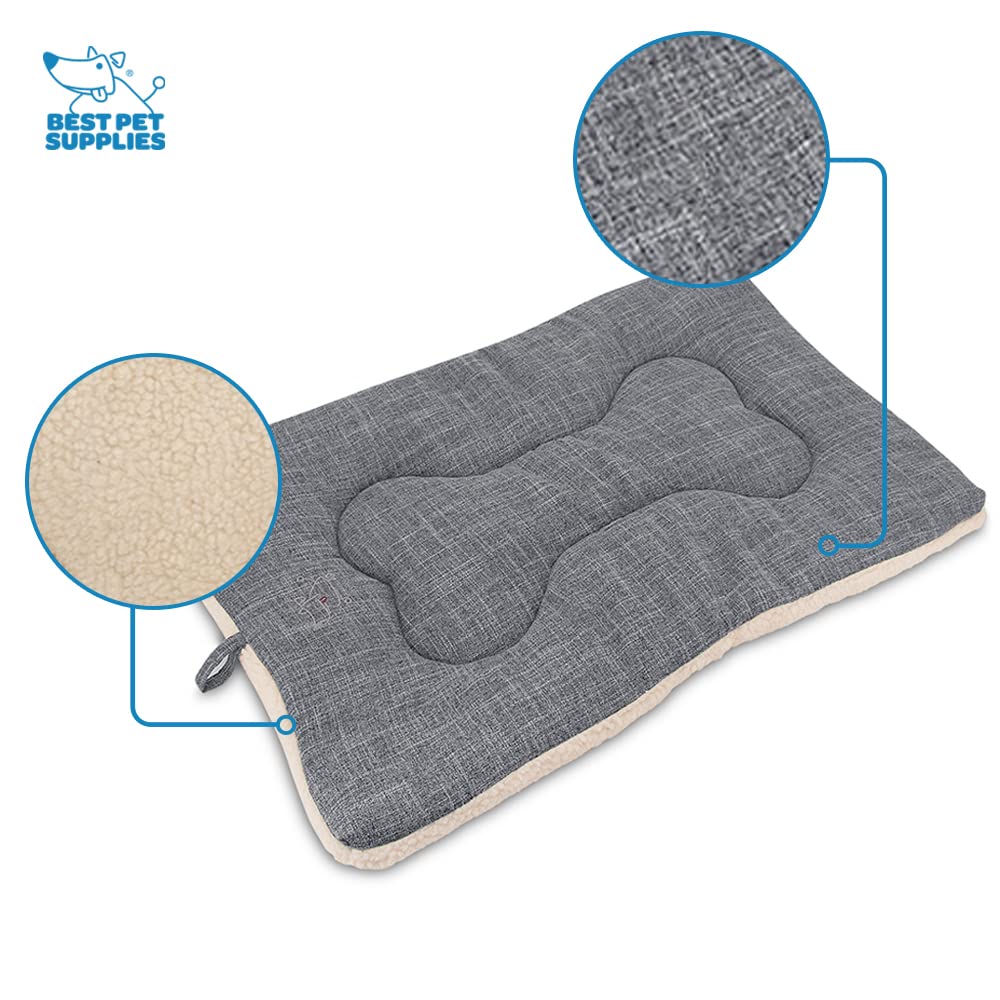 Best Pet Supplies Machine Washable Dog Crate Mat - Double-Sided Kennel Pad - Gray Linen, S (24 X 17)