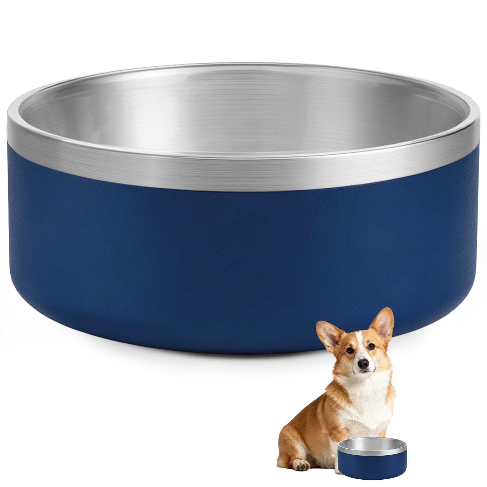 Dog Bowl, Stainless Steel Dog Bowls for Food and Water, Metal Pet Feeding Bowl with Insulated Non-Slip Quiet Bottom, Easy to Cle