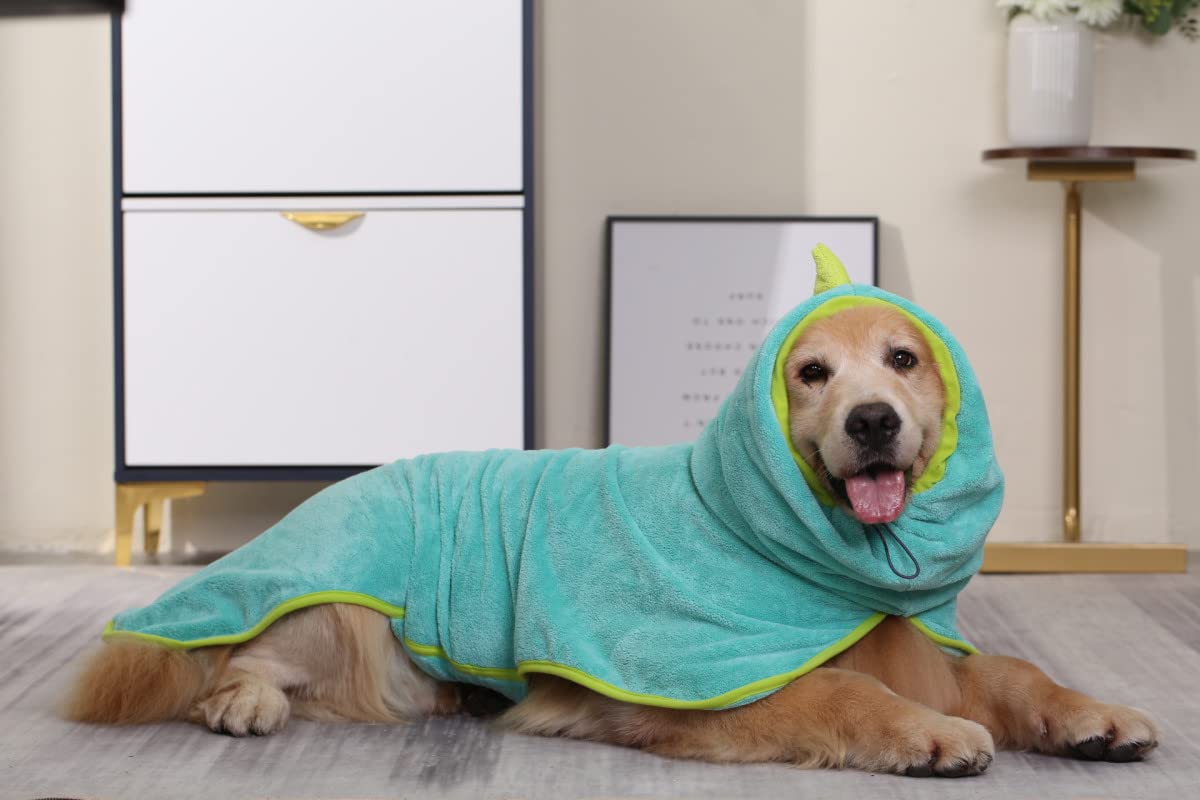 Pawyee Super Soft Fast-Drying Dog Towel With Drying Gloves For Cold Weather, Beach, Pool - Adjustable Microfiber Bath Robe Set (