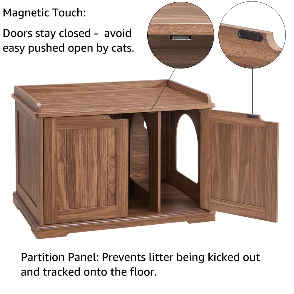 unipaws Cat Litter Box Enclosure Furniture, Cat Washroom, Hidden Litter Box Cover, Cabinet for Large Cat, Dog Proof Cat Litter B