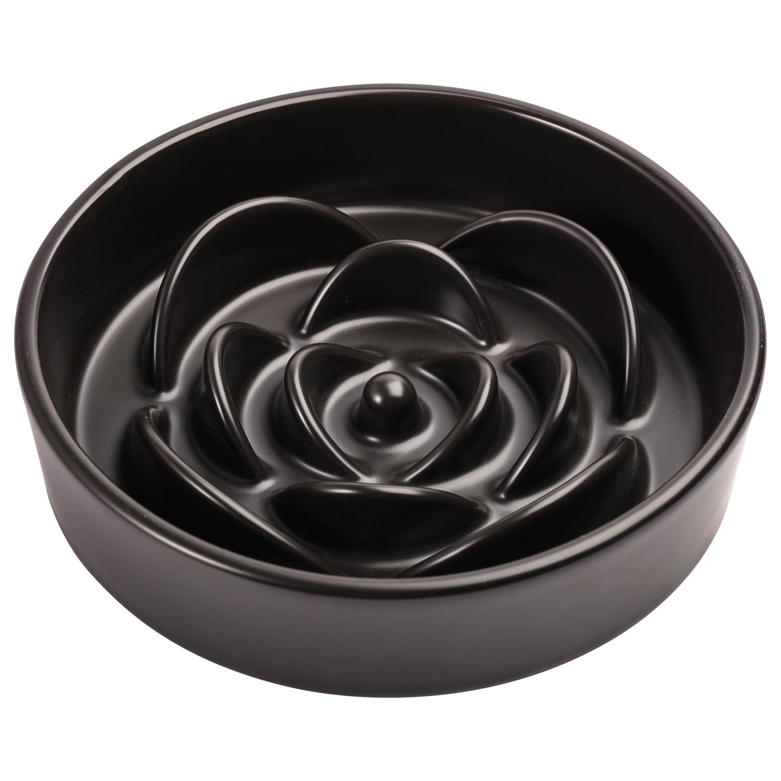 8.26 in Black Ceramic Slow Feeder Dog Bowl for Medium and Large Breed,Pet Feeding Dog Food Water Dish Heavy Weighted,Puppy Bowl 