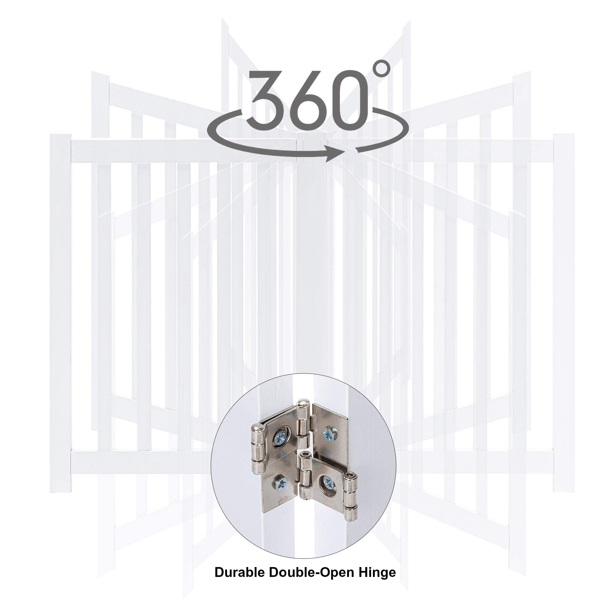 Lzrs Solid Hardwood Freestanding Pet Gate,Wooden Dog Gates For Doorways,Nature Wood Dog Gates For The House,Dog Gate For Stairs,Freestanding Indoor Gate Safety Fence,White,24' Height-4 Panels