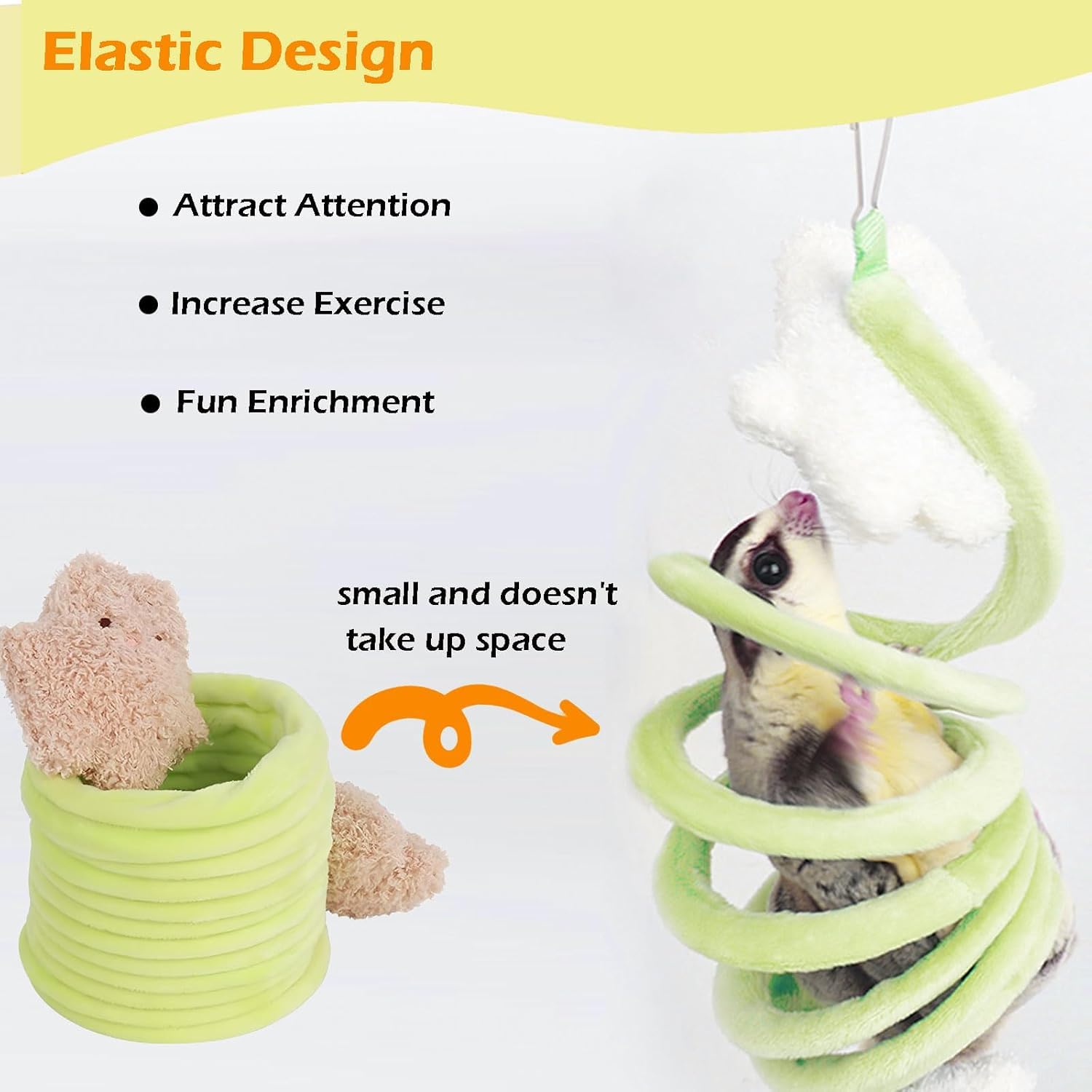 Jevnd Sugar Glider Toys, Elastic Sugar Glider Climbing Ropes, Hanging Sugar Cage Accessories, Rat Enrichment Climbing Toys, Soft