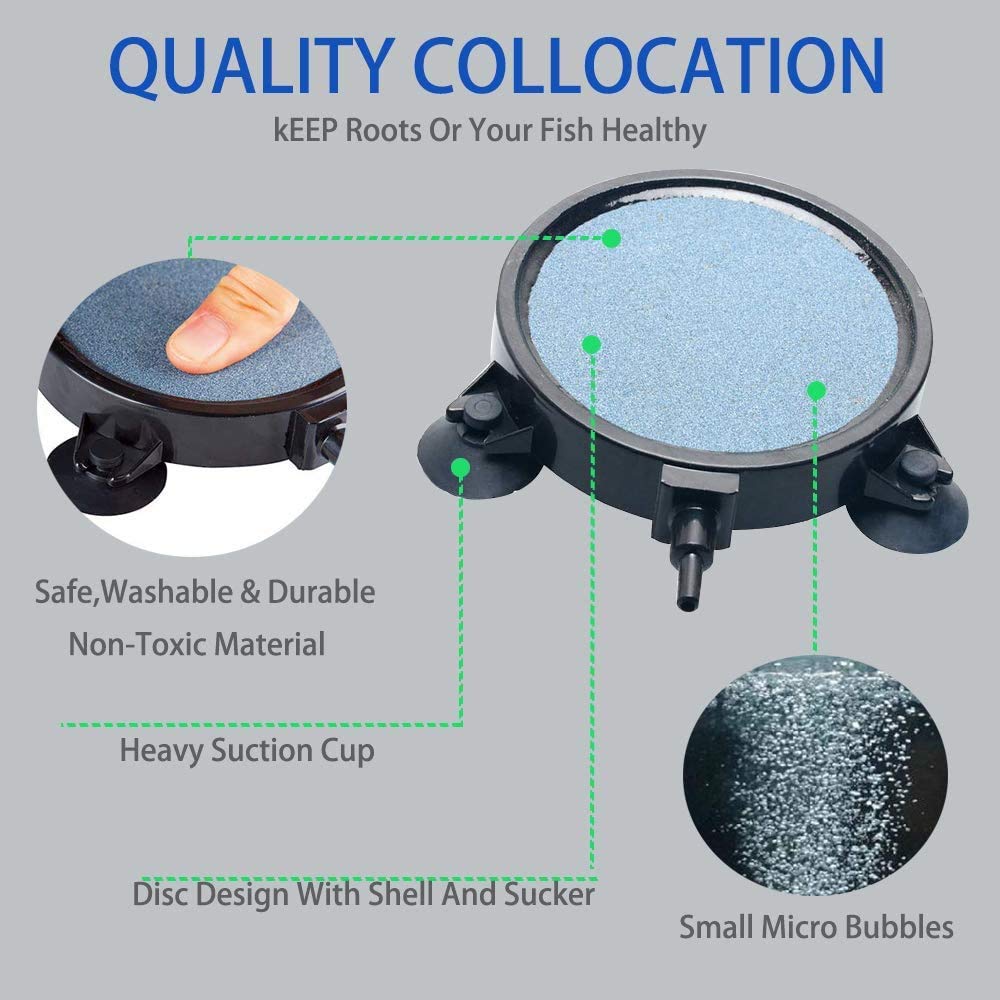 Pinvnby Pivby 4.2-Inch Air Stone Disc Bubble Diffuser With Suction Cups For Oxygenation In Fresh/Saltwater Tanks, Ponds, Hydroponic, Aquaponics, And As A Decorative Airstone For Aquariums (6 Pcs)