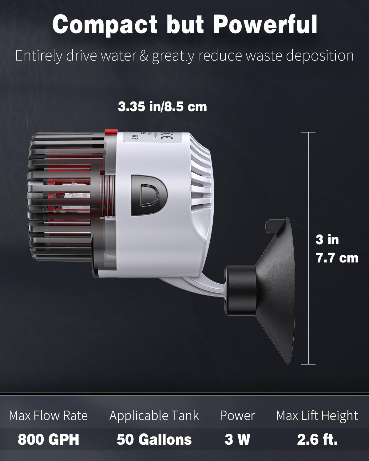 Pawfly 3 W Aquarium Wave Maker 800 Gph Submersible Adjustable Circulation Pump For Fish Tanks Up To 50 Gallons Aquarium Power He