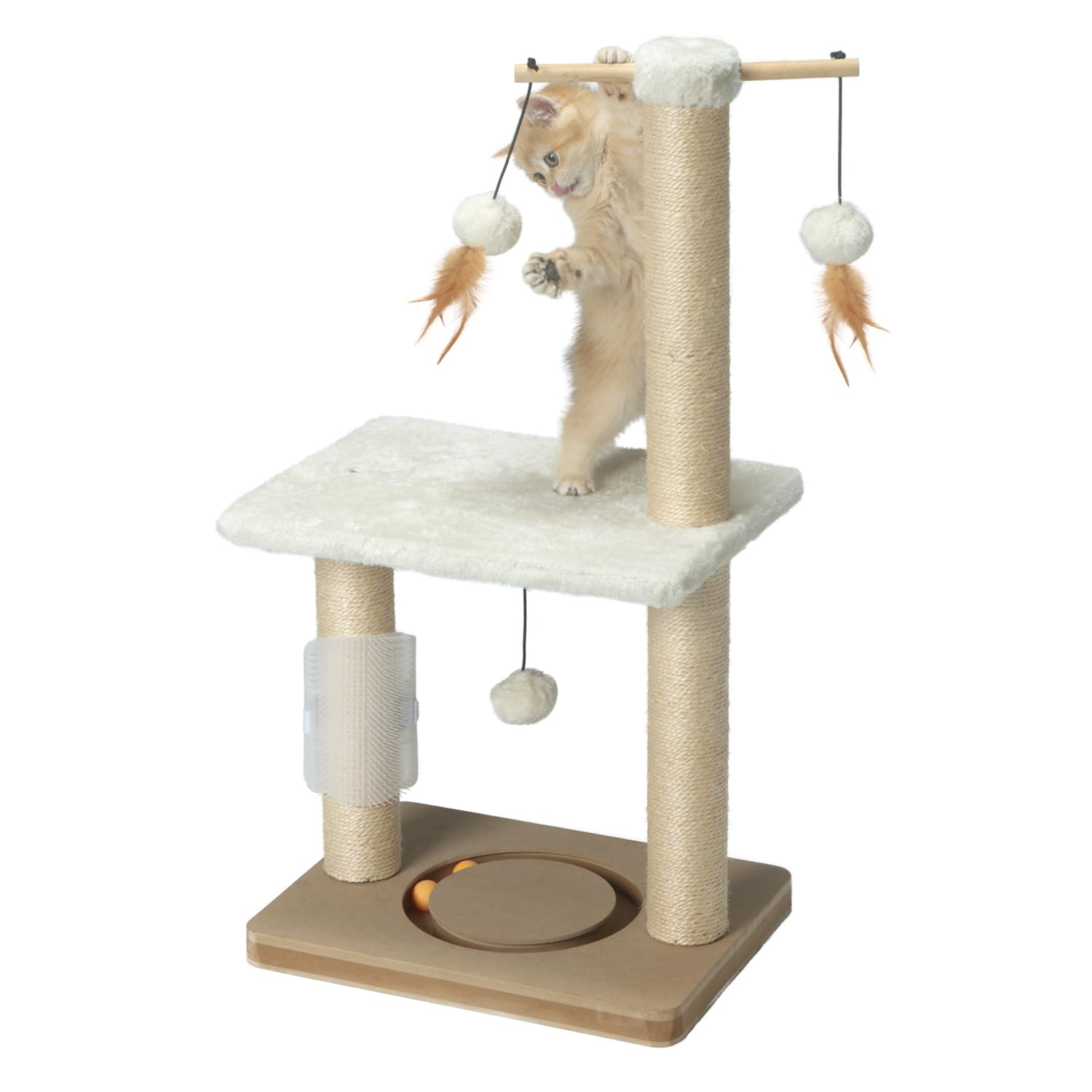 Peekab Cat Scratching Post 31In Tall Sisal Scratch Posts With Perch Tracking Interatcive Toys Vertical Scratcher For Indoor Cats