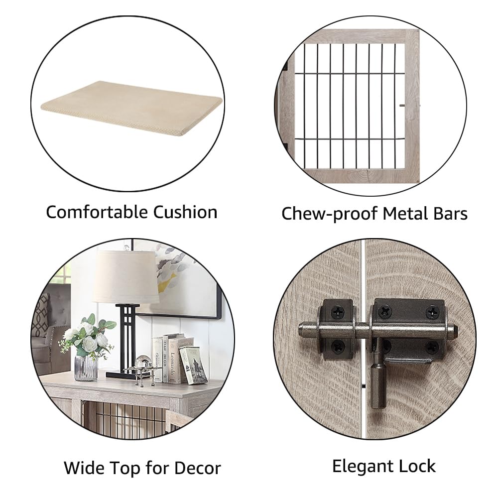 unipaws Furniture Style Dog Crate for Small Dogs, Indoor Aesthetic Puppy Kennel with Door, Modern Decorative Wood Wire Pet House