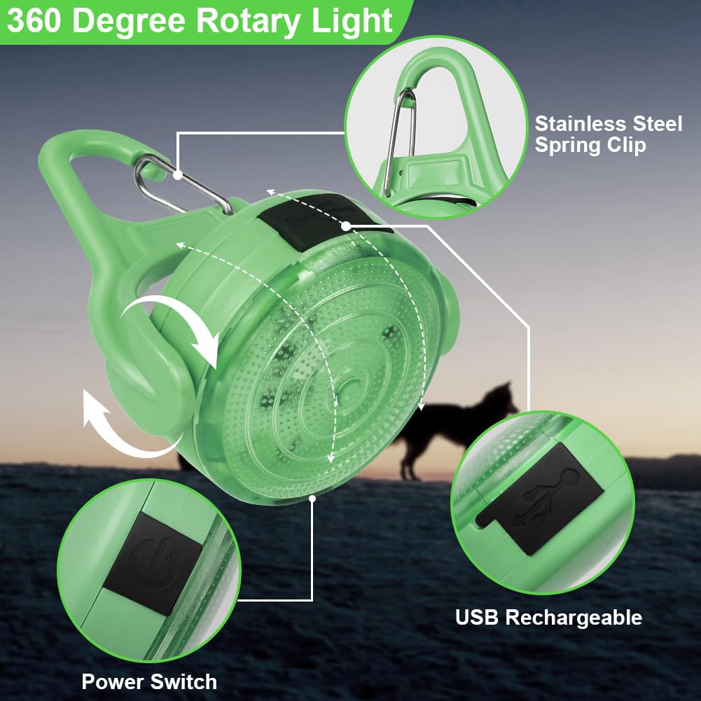 Auauy 2 Pack Led Dog Collar Light, 4 Modes Usb Rechargeable Light Up Dog Collar Light, Ip68 Waterproof Pet Collar Light, Led Saf