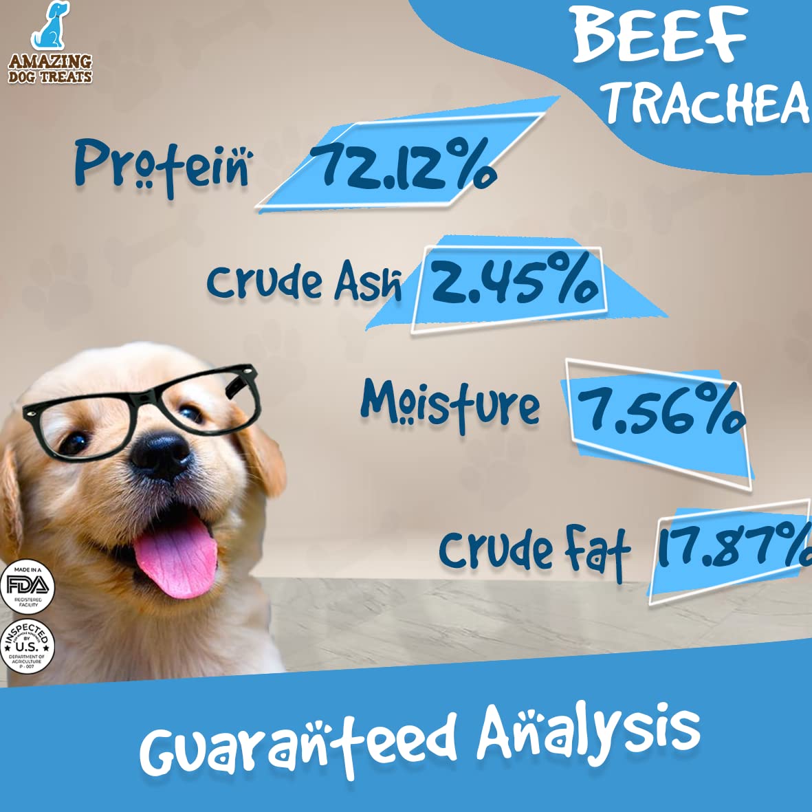 Amazing Dog Treats - 6 Inch Beef Trachea Dog Chews (20 pcs - 32 oz) - Trachea Dog Treats - NO Hide - Digestible and Safe Chews f