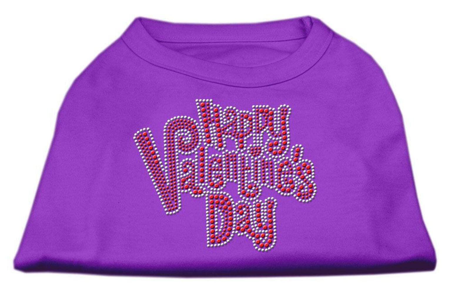 Mirage Pet Products Happy Valentines Day Rhinestone Dog Shirt, Medium, Purple