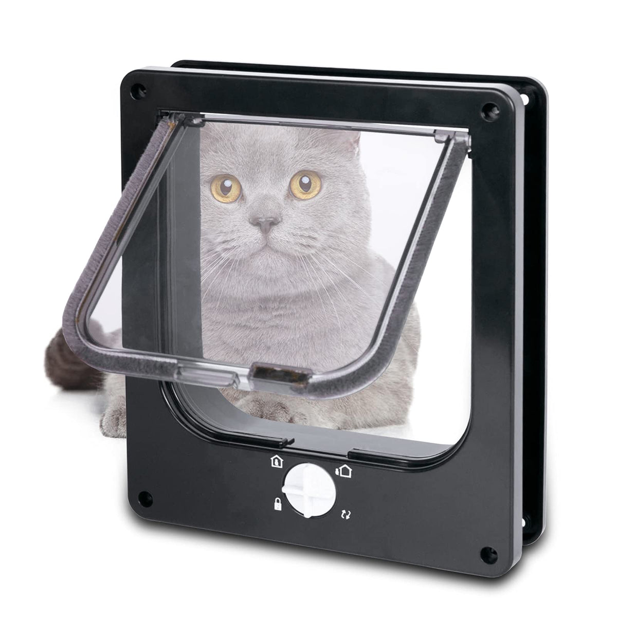 ?Upgraded Version? Egetota Cat Doors Flap, Magnetic Pet Door With 4 Way Locking For Interior Exterior Doors, Weatherproof Pet Do