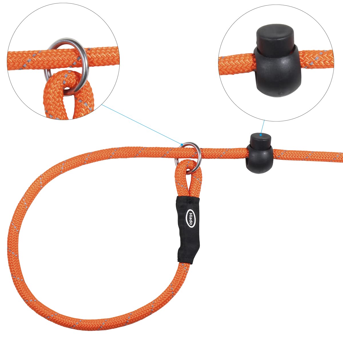 Hiado Slip Lead Dog Leash Reflective With Stopper Loop Rope Training No Pull For Small Medium Large Dogs 4Ft Orange