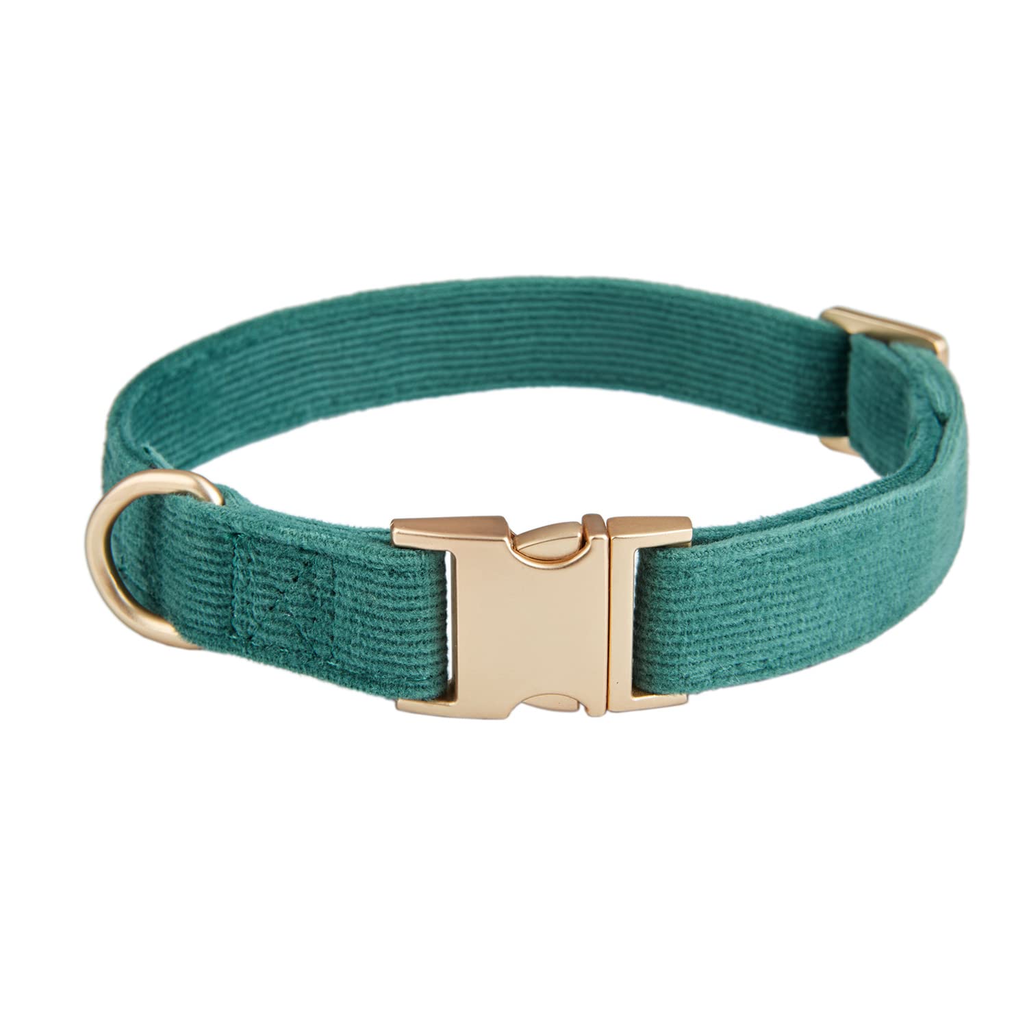 Petiry Soft Corduroy Fibric Dog Collar with High Grade Metal Buckle, for Small Dogs.(Green,Small:10-15'')