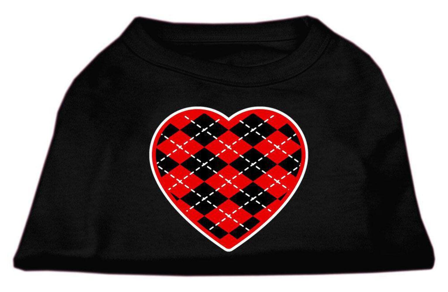 Pet Dog & Cat Shirt Screen Printed, 'Argyle Heart Red' White Xs (0-3 Lbs.)
