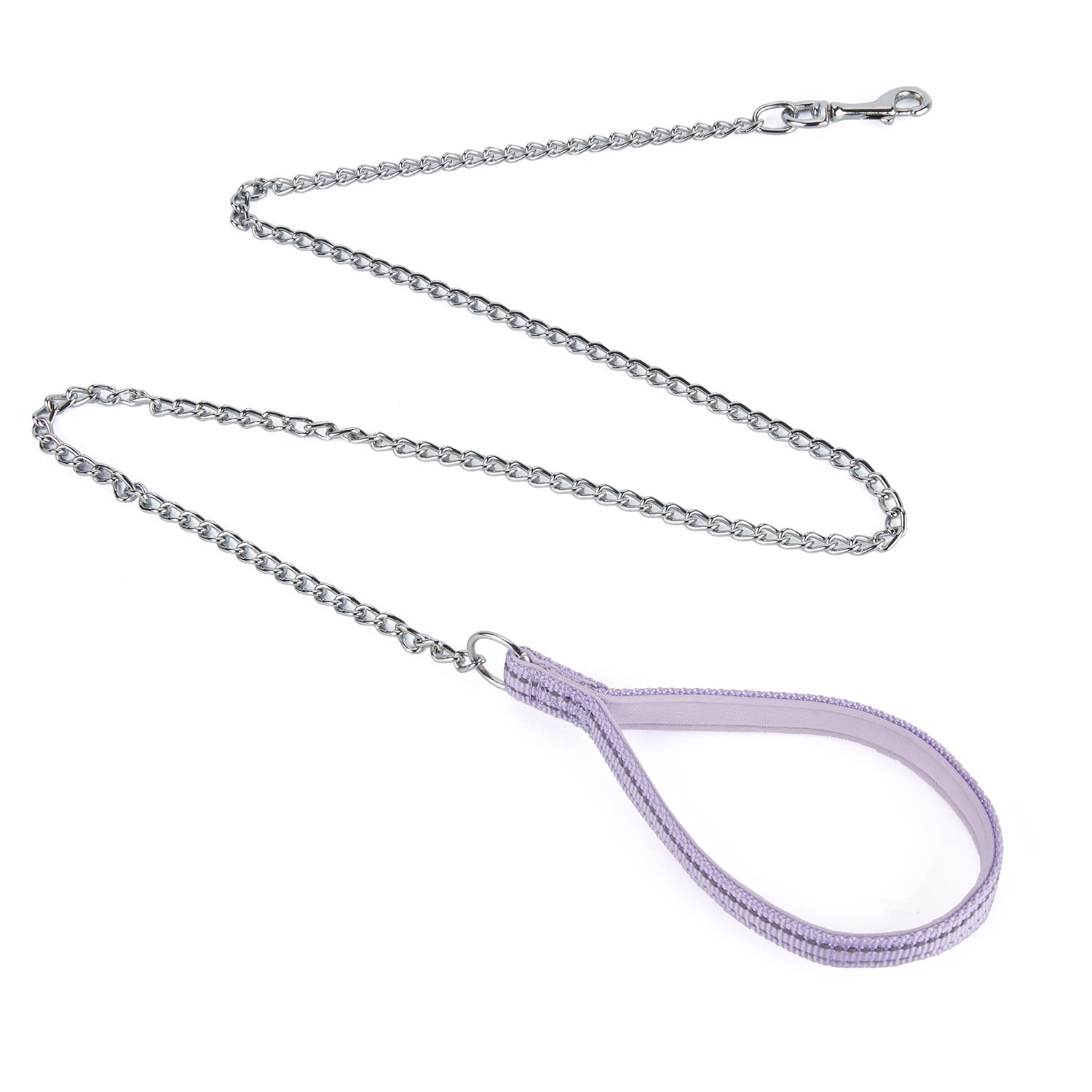 Petiry Chew Proof Metal Chain Leash,Nylon Handle With Soft Neoprene Padding And Reflective Stripe For Small Dogs.(S, Purple)