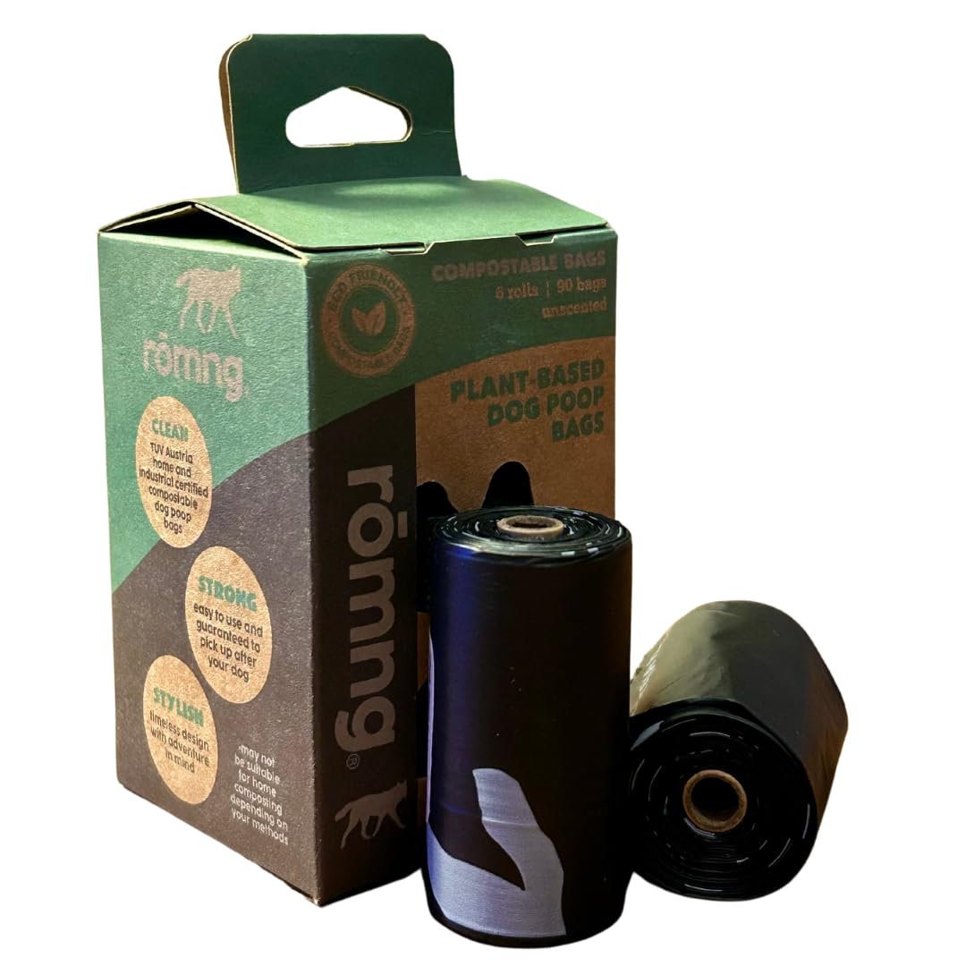 Premium Plant-Based Waste Bags For Dogs - Certified Tuv Compostable - Unscented - Fits Standard Dispensers - Leak-Proof & Easy T